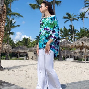 Kaftan Style Oversized Tee Shirt in Northern Lights Tie Dye image 6