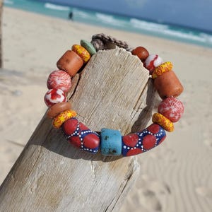 Colorful Bracelet, African Glass Beads on Hemp