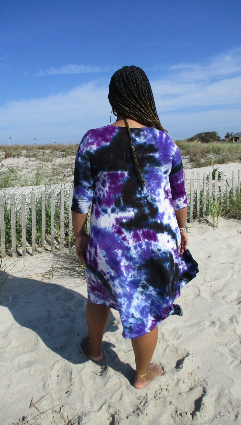 Rainbow Galaxy Tie Dye Flowy Midi Dress image 9