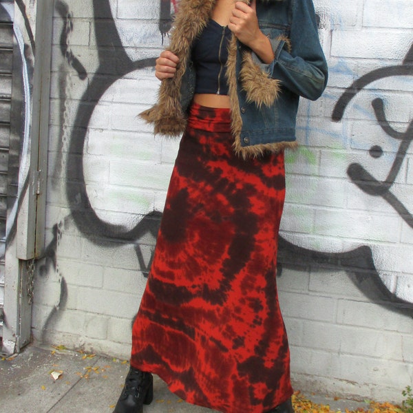 Rust Tie Dye Maxi Skirt, S-3XL, Plus Style