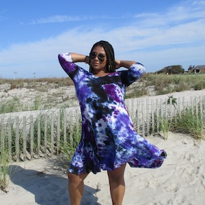 Rainbow Galaxy Tie Dye Flowy Midi Dress image 8