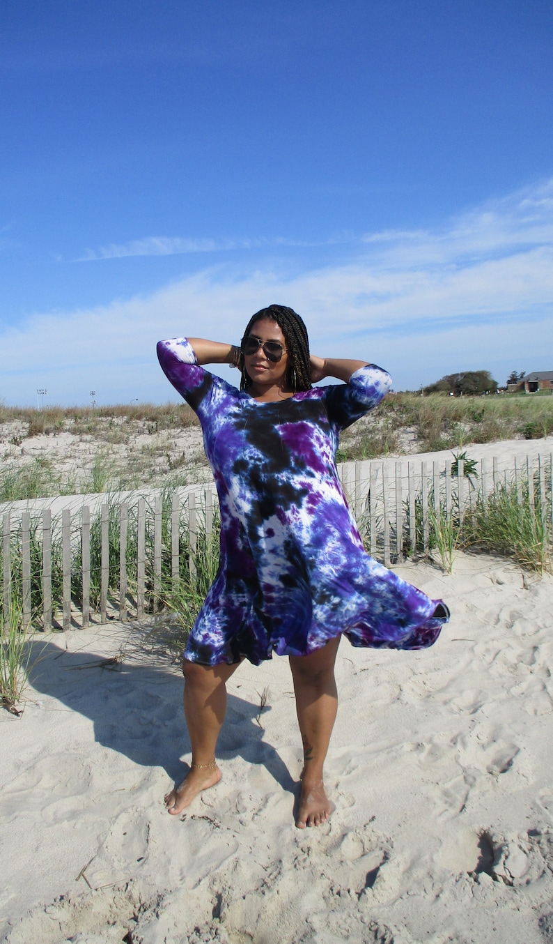 Rainbow Galaxy Tie Dye Flowy Midi Dress image 8