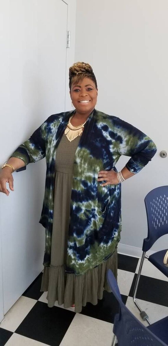 plus size tie dye cardigan