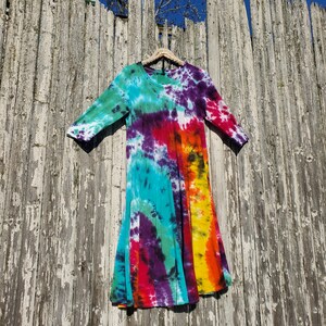 Rainbow Galaxy Tie Dye Flowy Midi Dress image 3