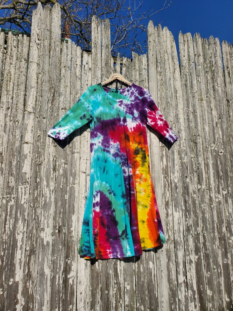 Rainbow Galaxy Tie Dye Flowy Midi Dress image 3
