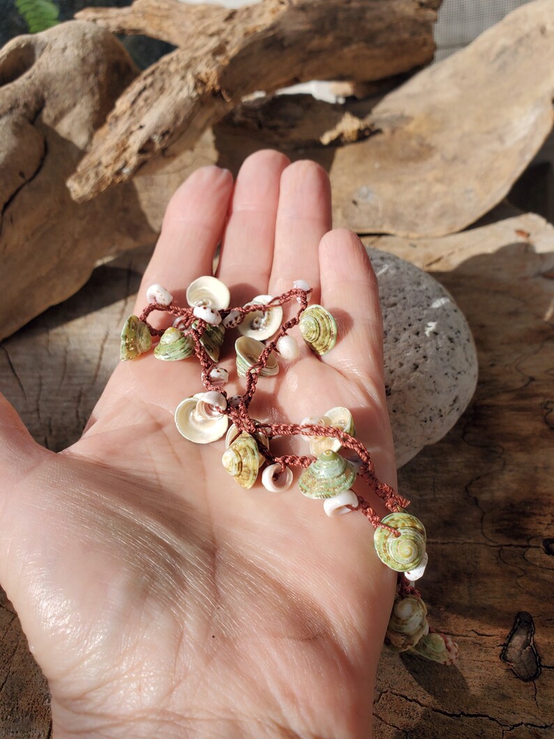 Sweet Green Turbo Shells Necklace with Puka Shells image 10