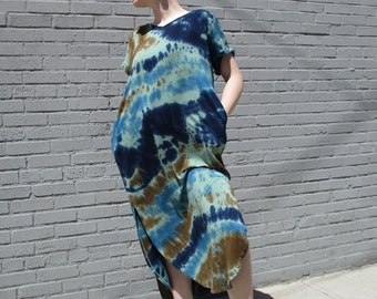 Earthy Tie Dye Plus Size Dress, Maxi Tie Dye, S-4XL