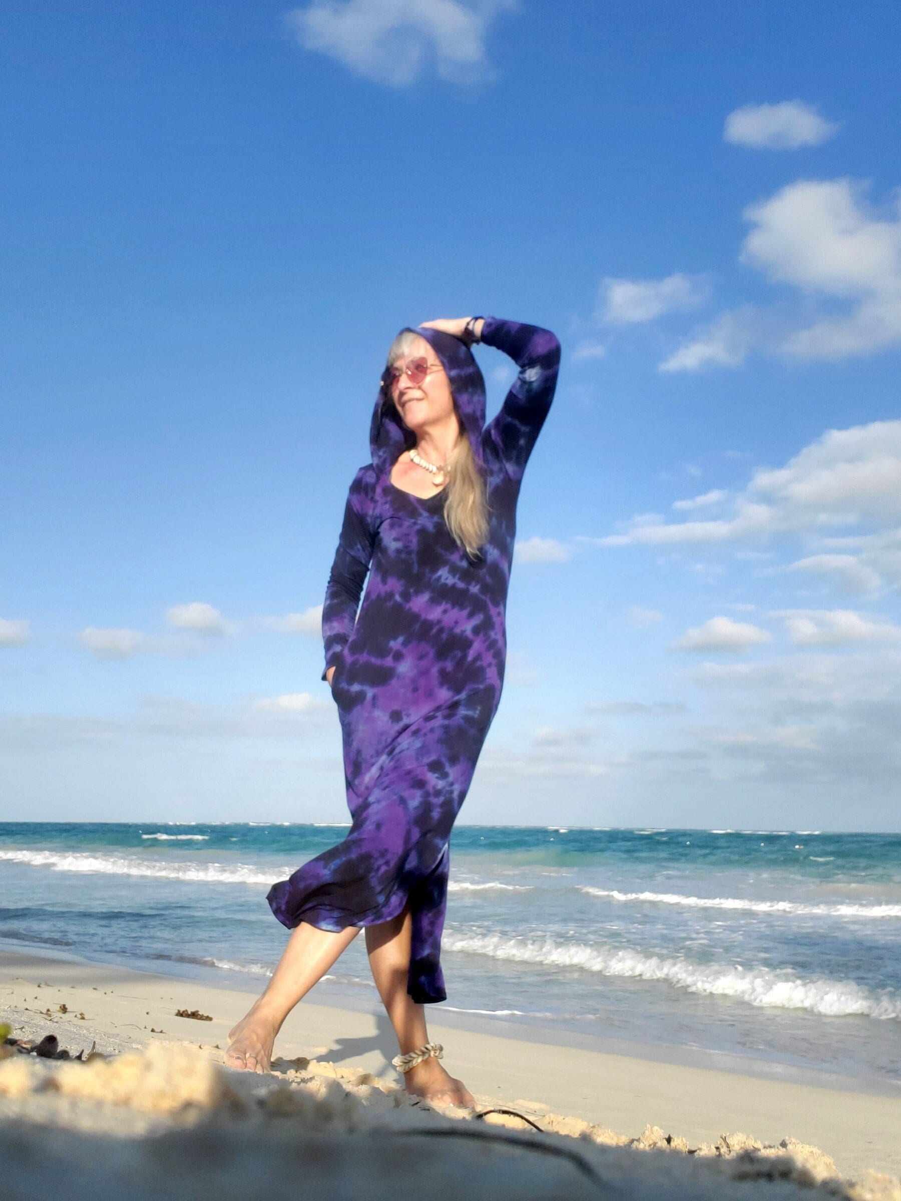 hooded towelling beach dress womens Cover Up Beachwear Hooded Towel Women Turquoise – saltystory
