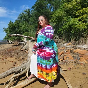 Tie Dye Rainbow Galaxy Duster Cardigan, S-3XL image 5