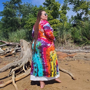 Tie Dye Rainbow Galaxy Duster Cardigan, S-3XL image 1