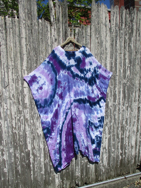 Purple Navy Loose Kaftan Tie Dye Boho Maxi Dress Comfy | Etsy