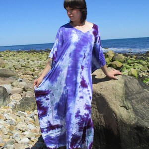 Plus Size Maxi Kaftan Dress, Curvy Style, Purple Tie Dye Cover-up ...