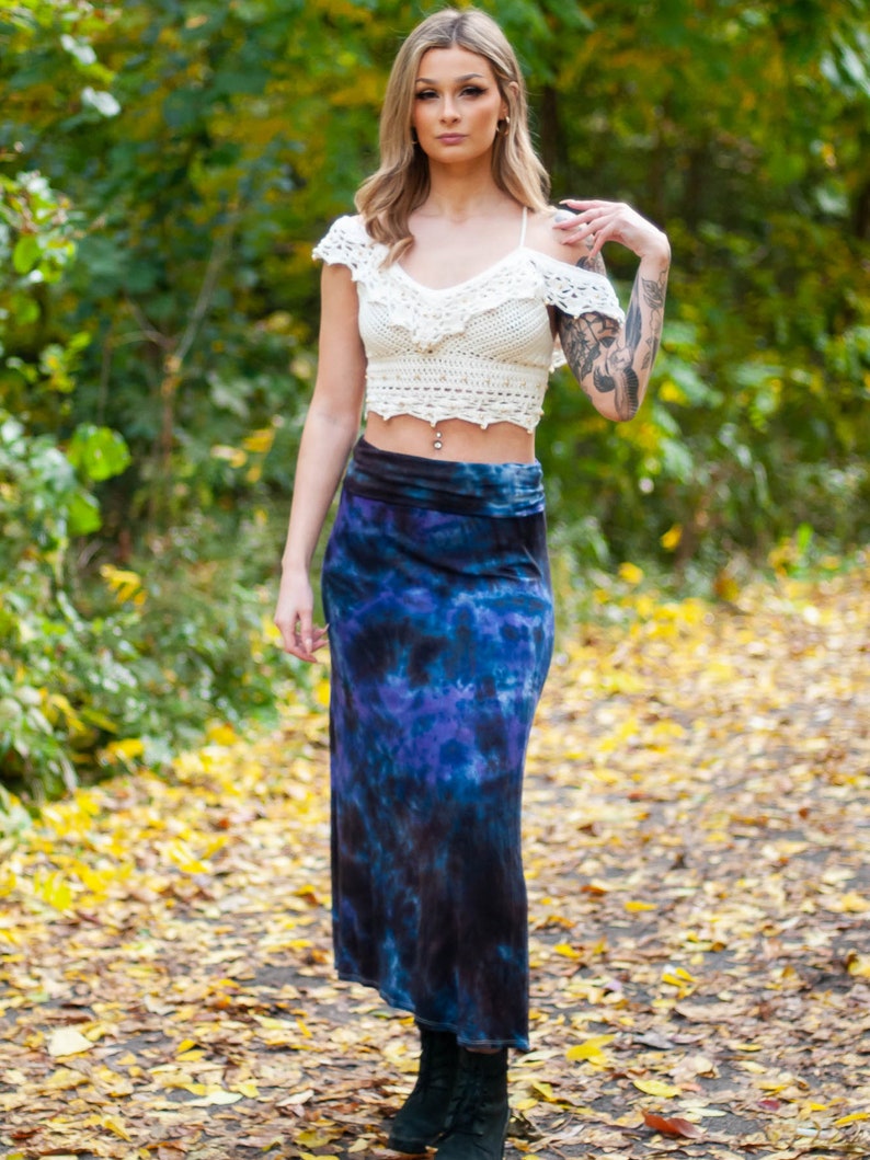 Gorgeous Hand Dyed Black & Purple Maxi Skirt image 3