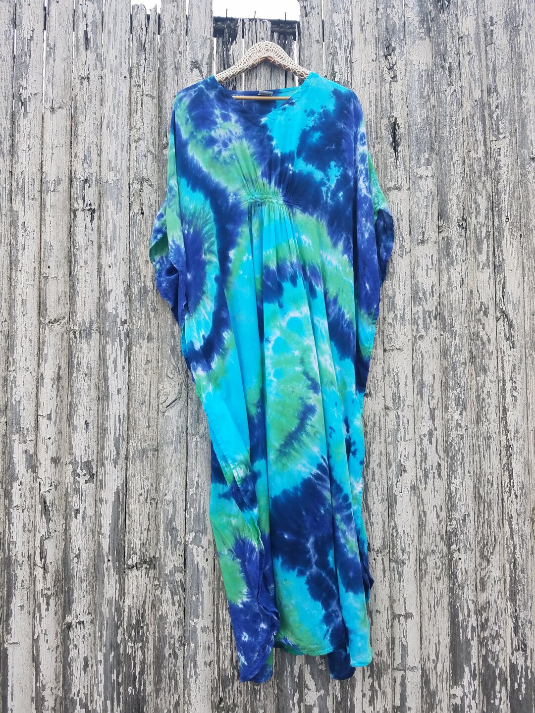 Ocean Blue Beach Kaftan Tie Dye Maxi Dress - Etsy