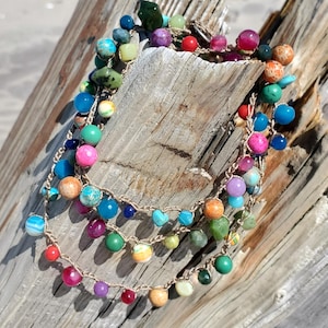 Rainbow Crocheted Necklace