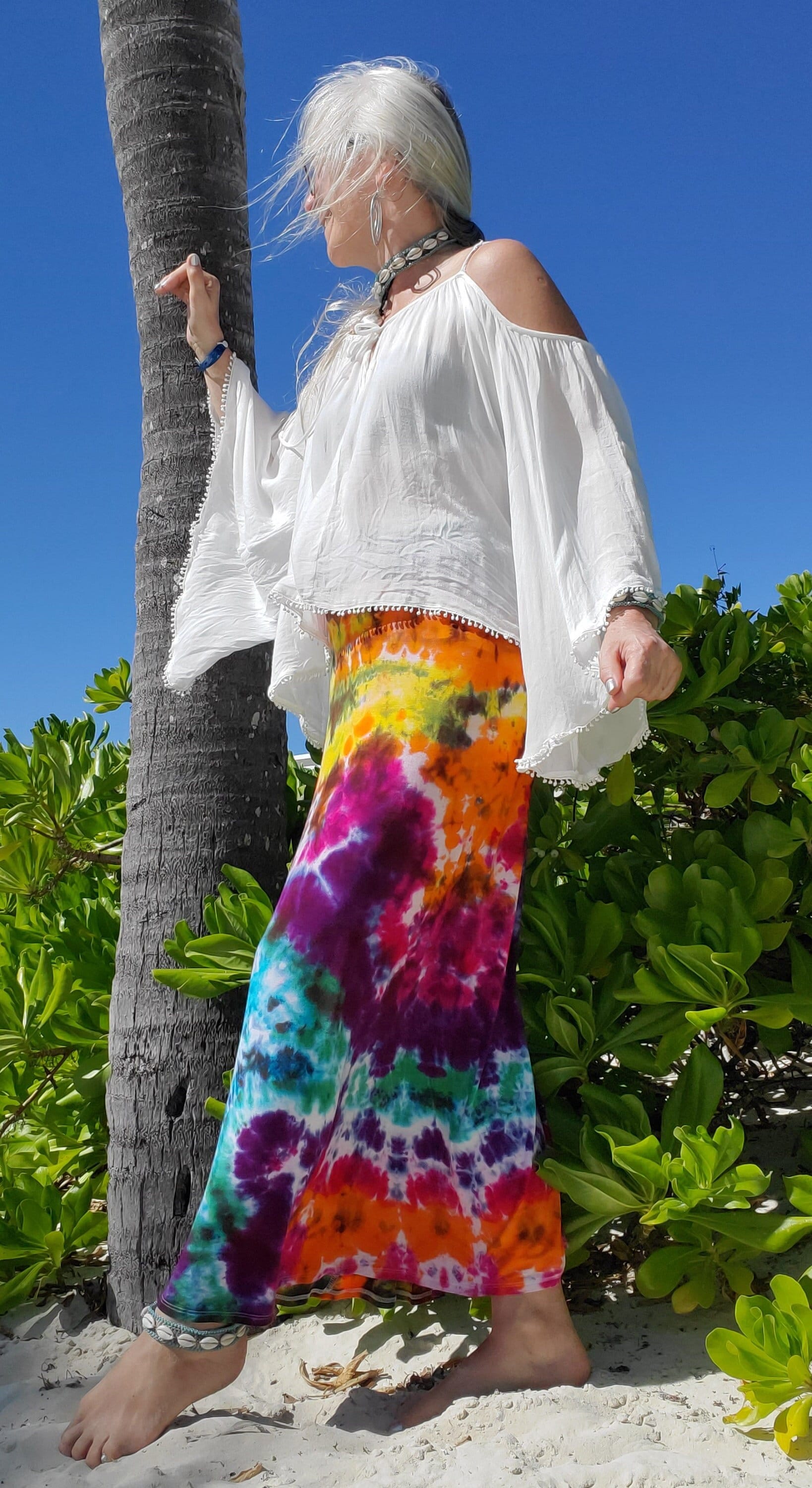 SUPER WIDE LEG Palazzo Gaucho Yoga Resort Lounge Beach Pants With Fold Over  Skirt Waistband 