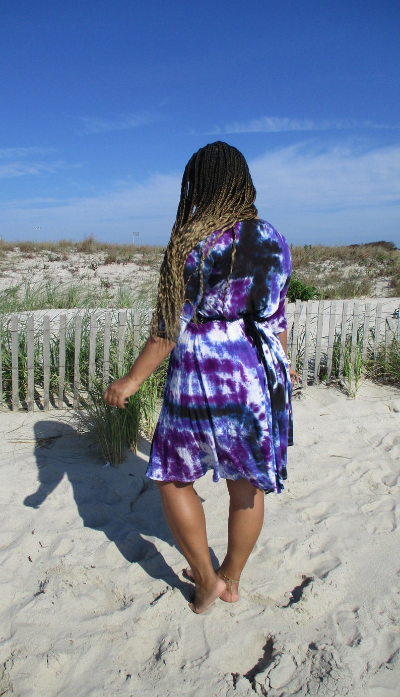 Rainbow Galaxy Tie Dye Flowy Midi Dress image 10