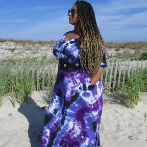 Plus Purple Maxi Dress, Tie Dye Dress with Pockets, Plus Size Tie Dye, S-4XL, Curvy image 3