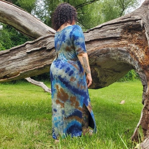 Long Earthy Tie Dye Dress with Pockets, Plus Size Tie Dye, S-4XL image 3