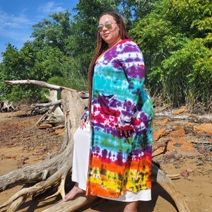 Tie Dye Rainbow Galaxy Duster Cardigan, S-3XL image 6