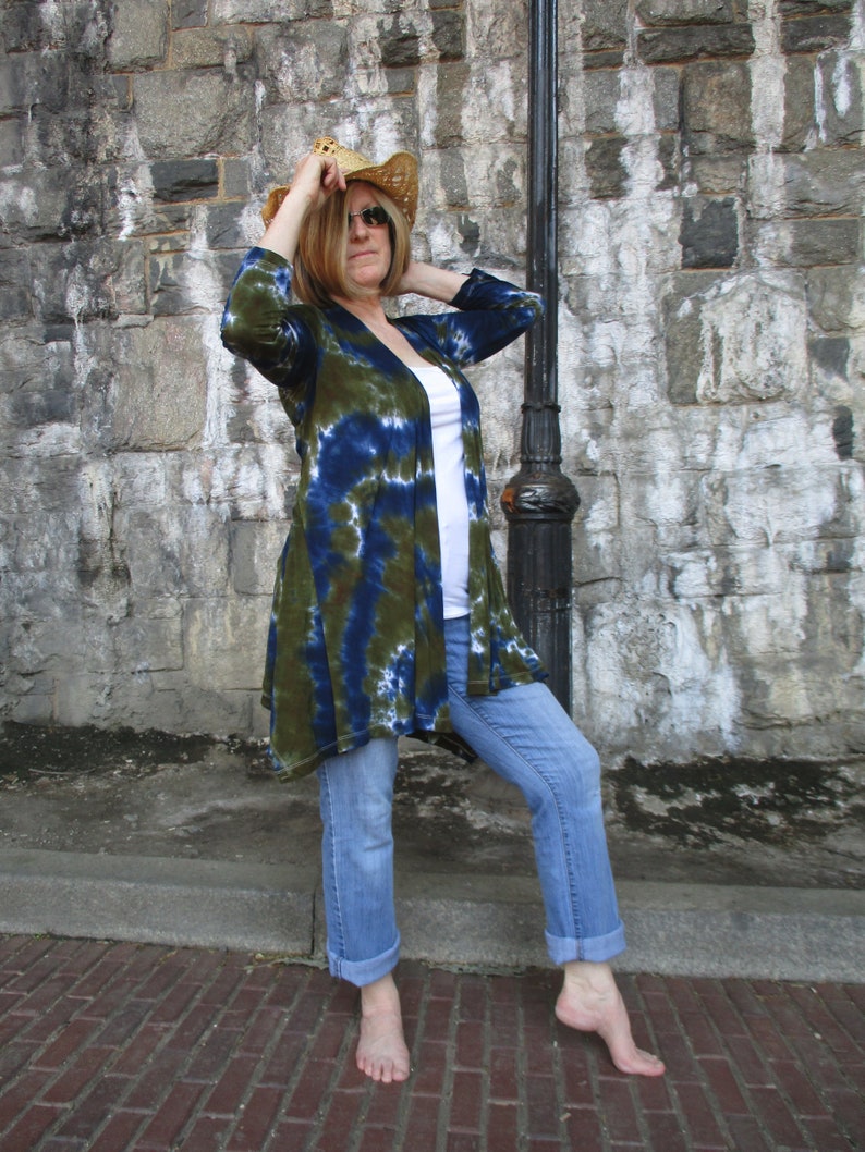 Tie Dye Cardigan Wrap with Belt, Boho Tunic, Small to Plus Sizes image 8