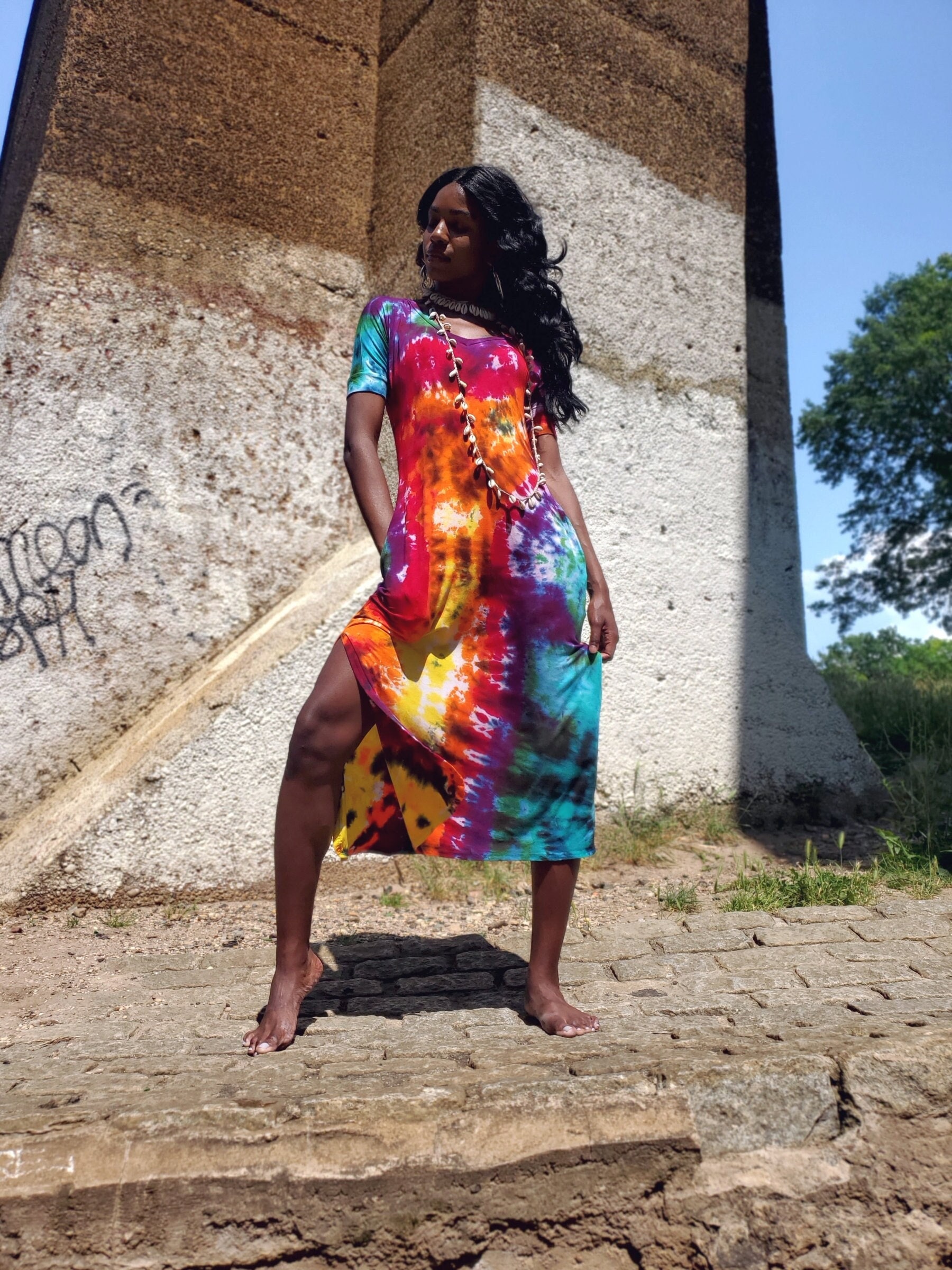 ladies tie dye dresses Sleeveless Maxi Dress. Women's tied Dye Dress sleeveless dress with an open back and vibrant pattern Colorful Tie Dye Dress, S-4XL