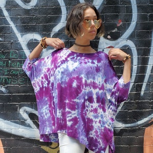 Purple Lovers Loose Tunic Top, Hand Dyed
