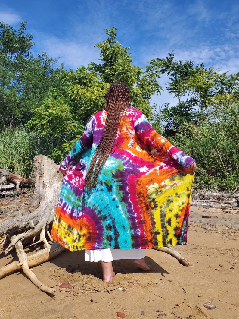 Tie Dye Rainbow Galaxy Duster Cardigan, S-3XL image 3