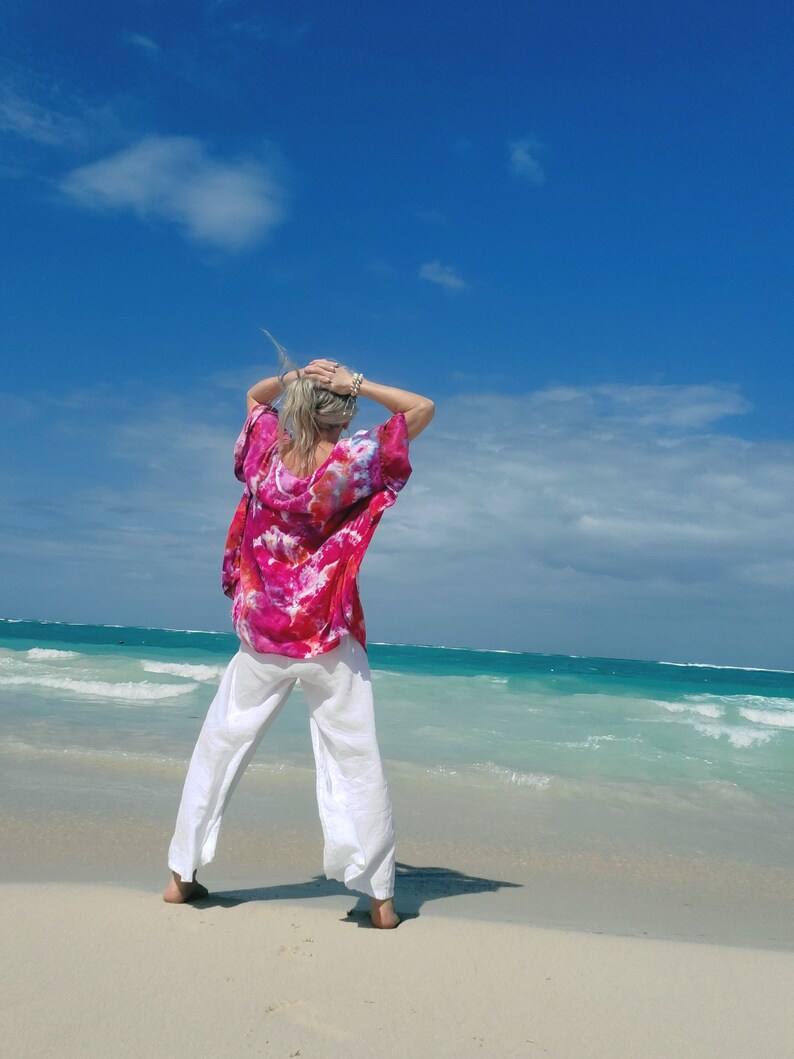 Plus Size Tie Dye Beach Kaftan in Bright Colors image 9