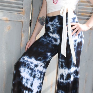 Black Tie Dye Comfy Lounge Pants, S to Plus Sizes, Palazzo Pants image 8