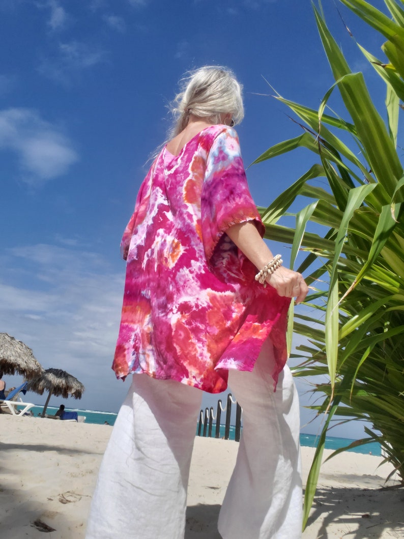 Plus Size Tie Dye Beach Kaftan in Bright Colors image 5