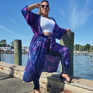 CYCLAMEN Plumero tipo kimono teñido anudado, S-3XL, tallas grandes