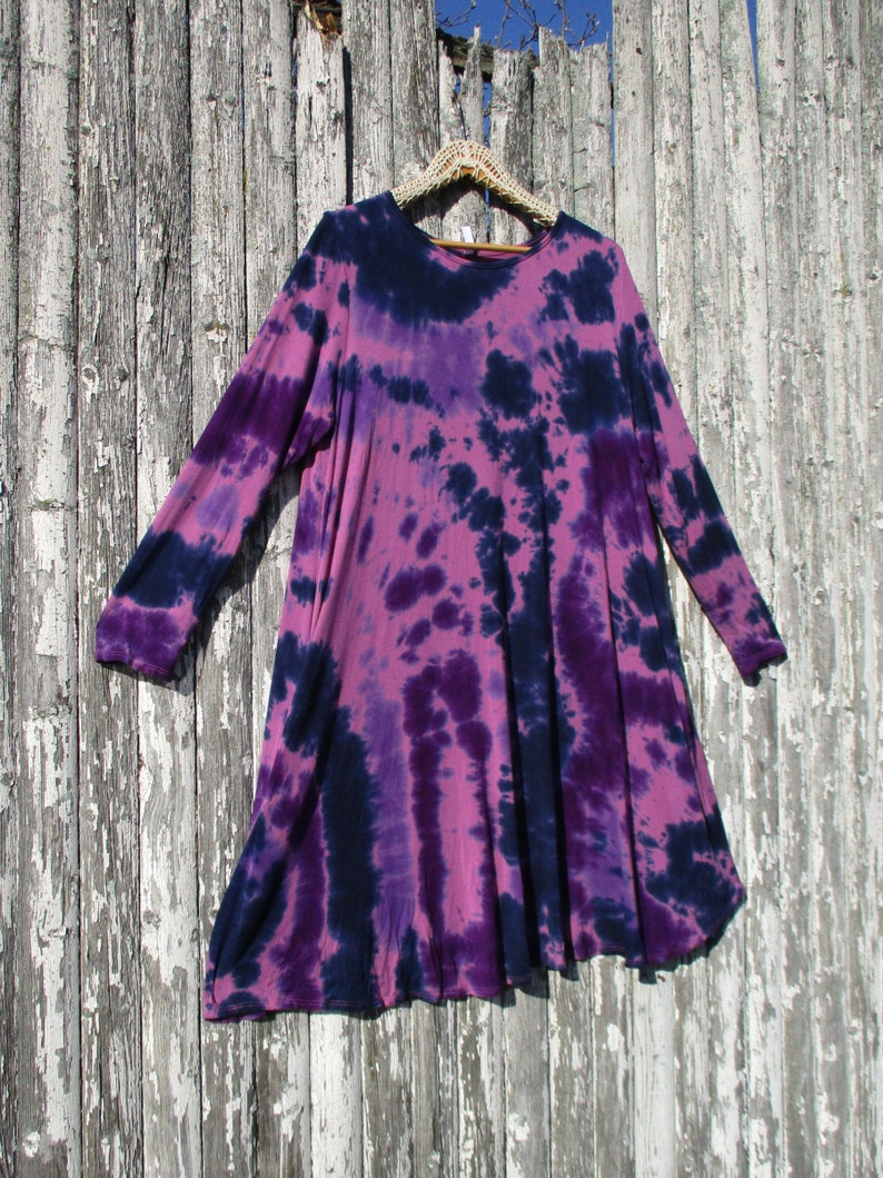tie dye print women midi dress long sleeve