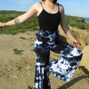 Black Tie Dye Comfy Lounge Pants, S to Plus Sizes, Palazzo Pants image 3