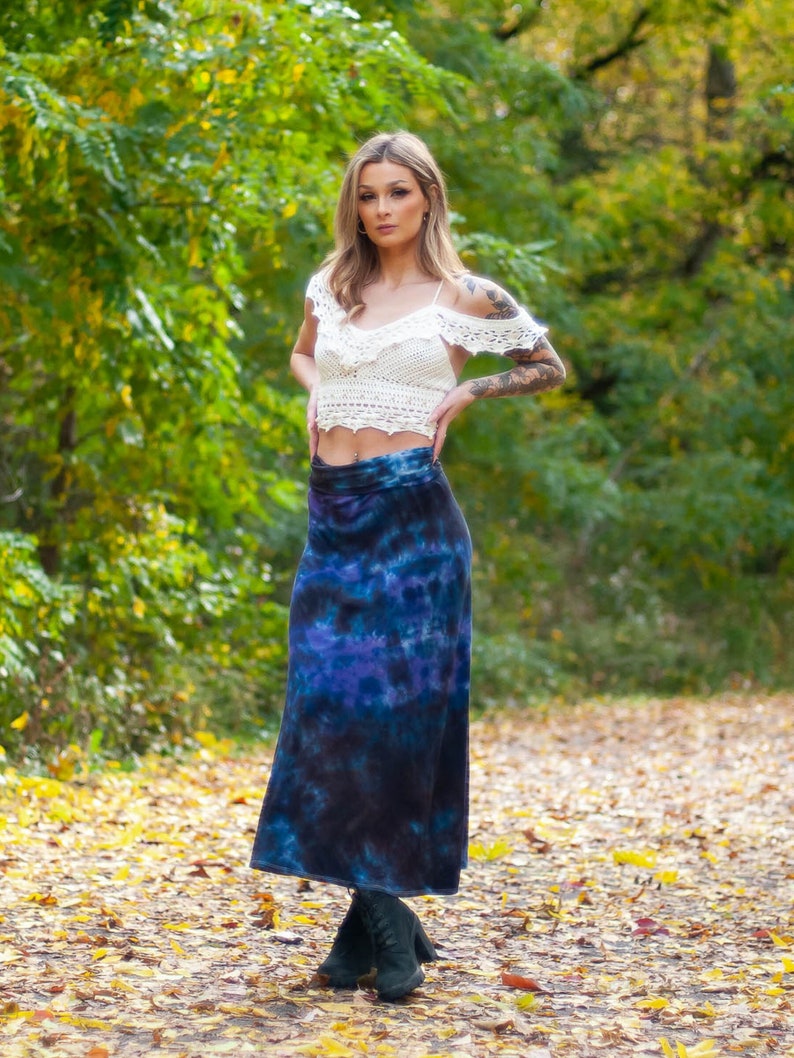 Gorgeous Hand Dyed Black & Purple Maxi Skirt image 1