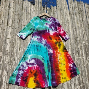 Rainbow Galaxy Tie Dye Flowy Midi Dress image 4