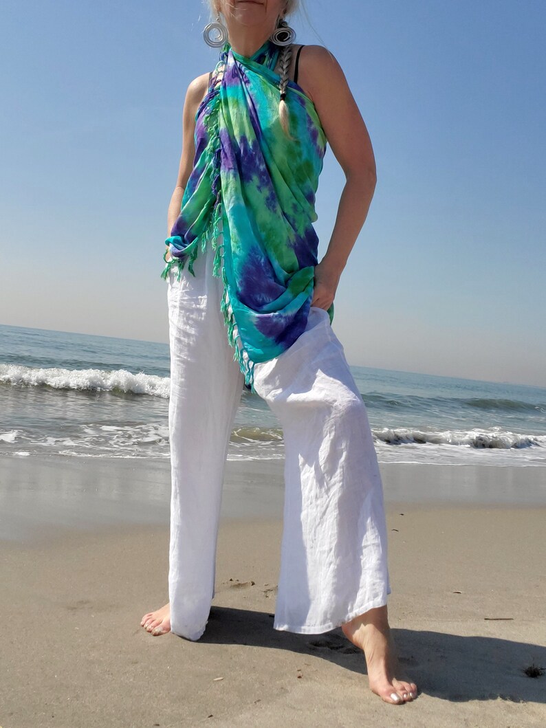 Emerald Coast Tie Dye Beach Sarong with Fringes, 3 Sizes image 3