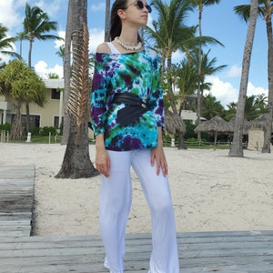 Kaftan Style Oversized Tee Shirt in Northern Lights Tie Dye image 10