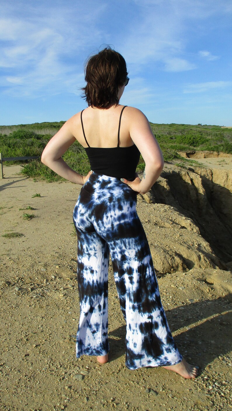 Black Tie Dye Comfy Lounge Pants, S to Plus Sizes, Palazzo Pants image 1