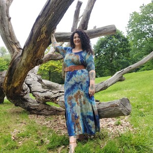 Long Earthy Tie Dye Dress with Pockets, Plus Size Tie Dye, S-4XL image 2