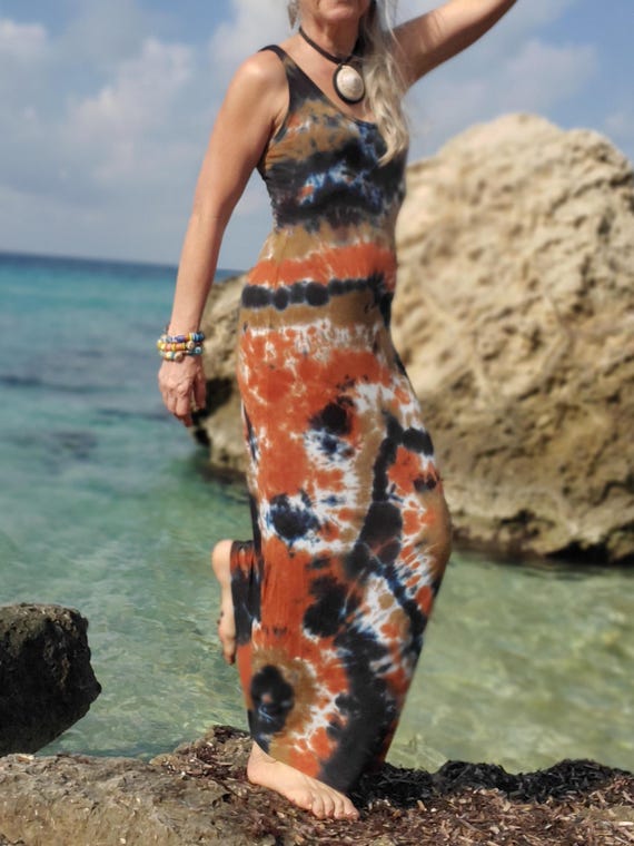 Earthy Tie Dye Bodycon Maxi Dress Earthy Tie Dye Bodycon Maxi Dress