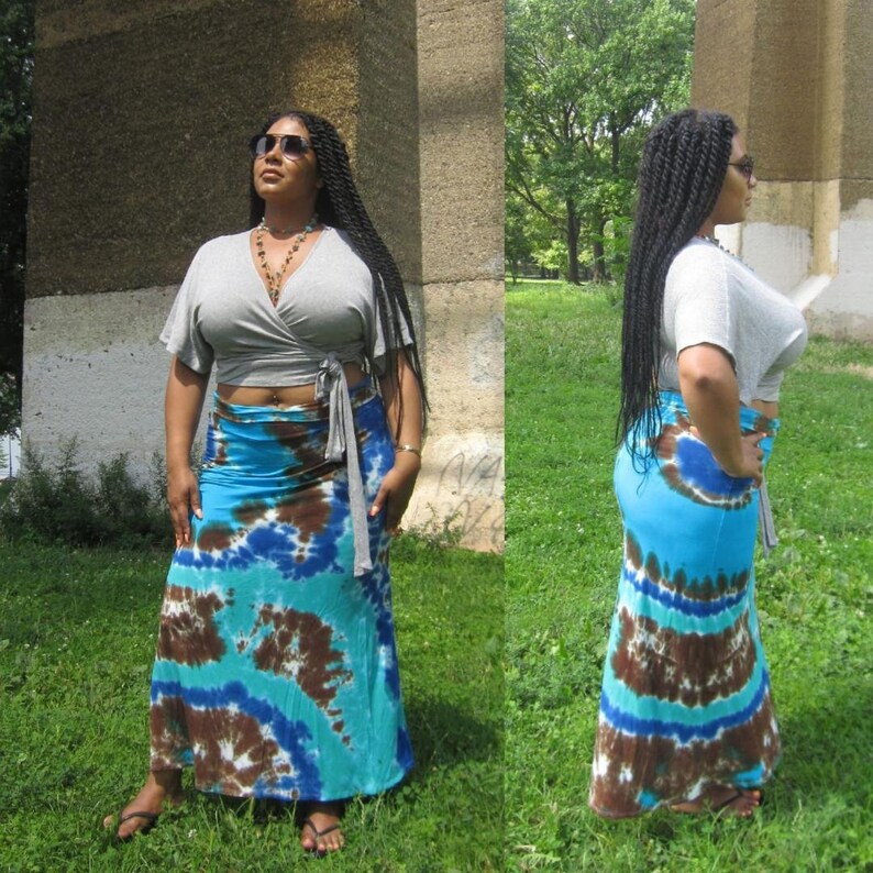 plus size tie dye maxi skirt