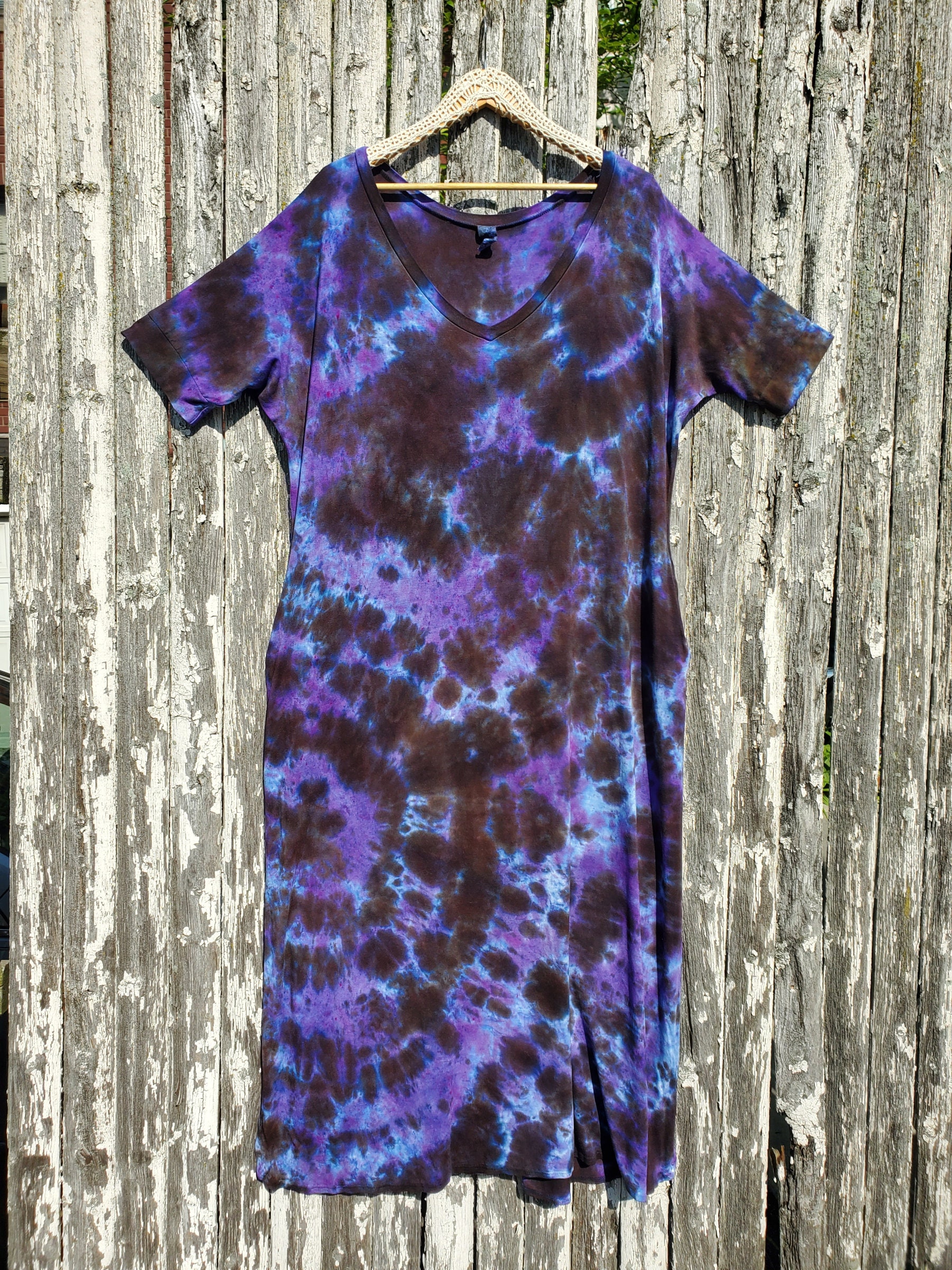Black & Purple Tie Dye Dress, Color DARK NIGHT