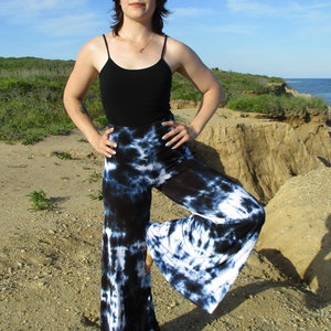 Black Tie Dye Comfy Lounge Pants, S to Plus Sizes, Palazzo Pants image 5