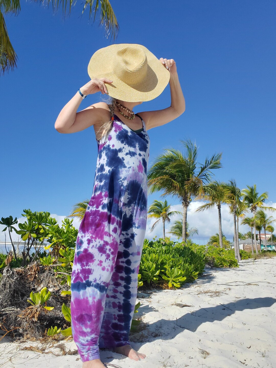Neon Splash Multicolor Tie-Dye Spaghetti Midi Dress main image 1