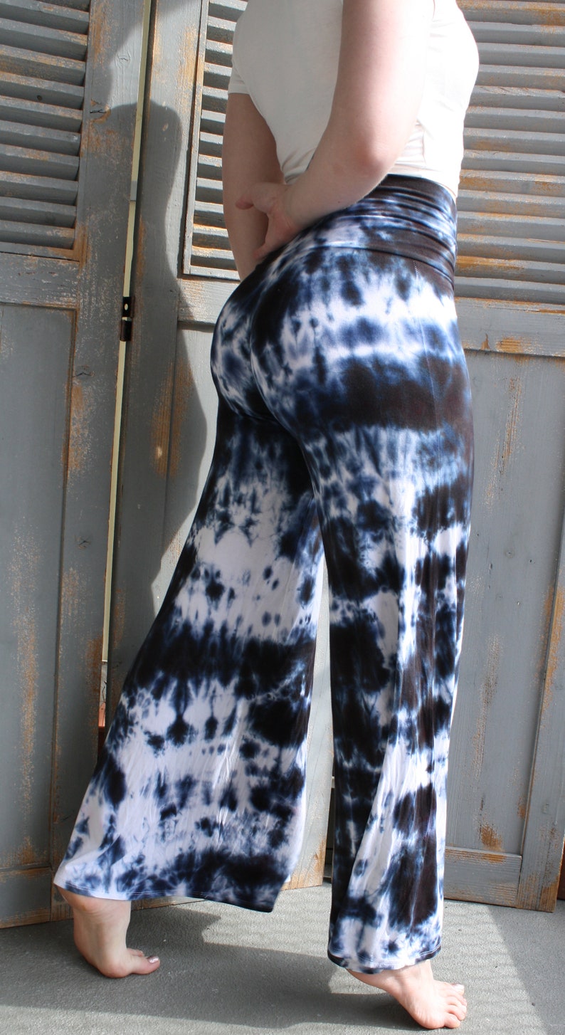 Black Tie Dye Comfy Lounge Pants, S to Plus Sizes, Palazzo Pants image 9