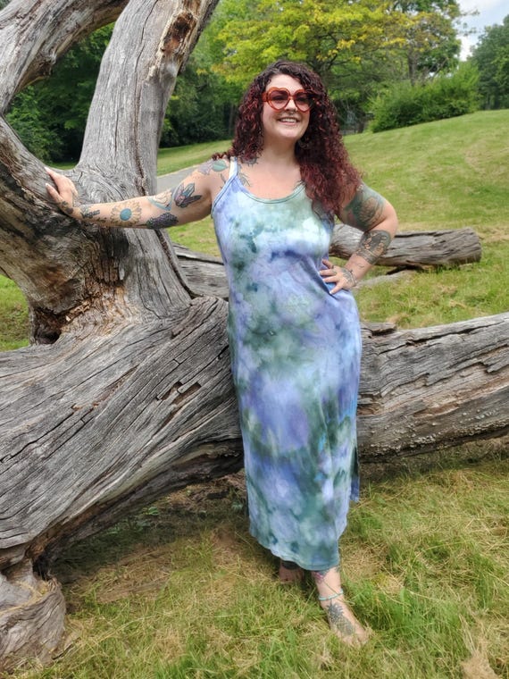 Plus Size Cotton Rib Dress in Ice Dye Colors