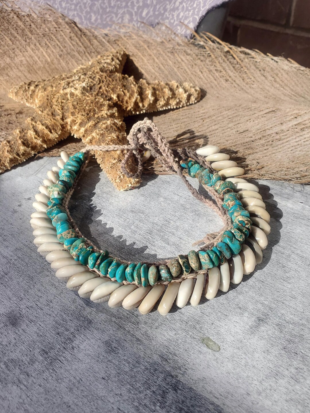 Cowrie Shell Choker With Sea Sediment Beads - Etsy