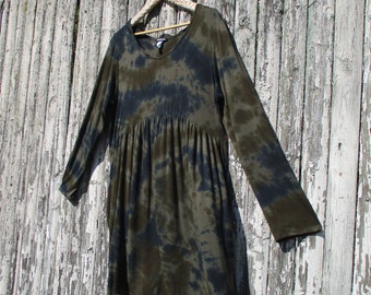 Long Sleeve Tie Dye Mini Dress or Tunic with Pockets, XL, 2XL, 3XL