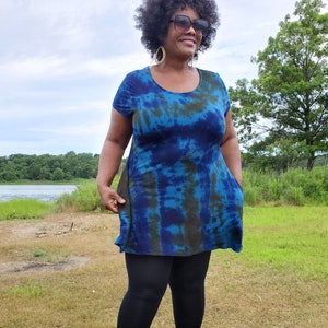 Cute A-Line Tunic with Pockets in PEACOCK Tie Dye image 7